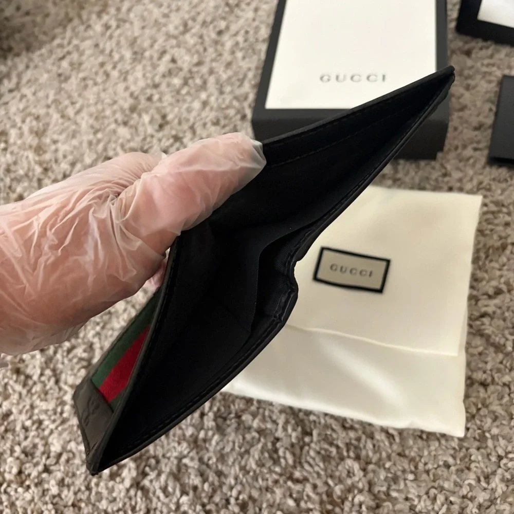 Gucci Black Card Holder with Signature Stripe